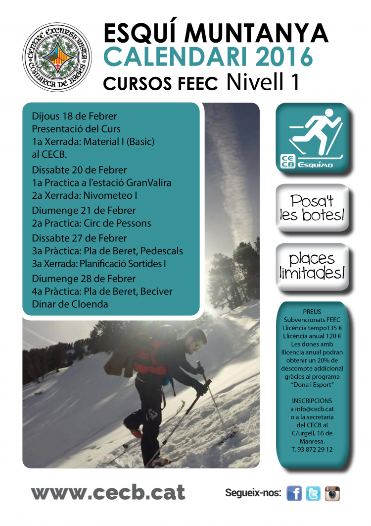 CECB II CALENDARI ESQUI MUNTANYA 2016 - CURS 1