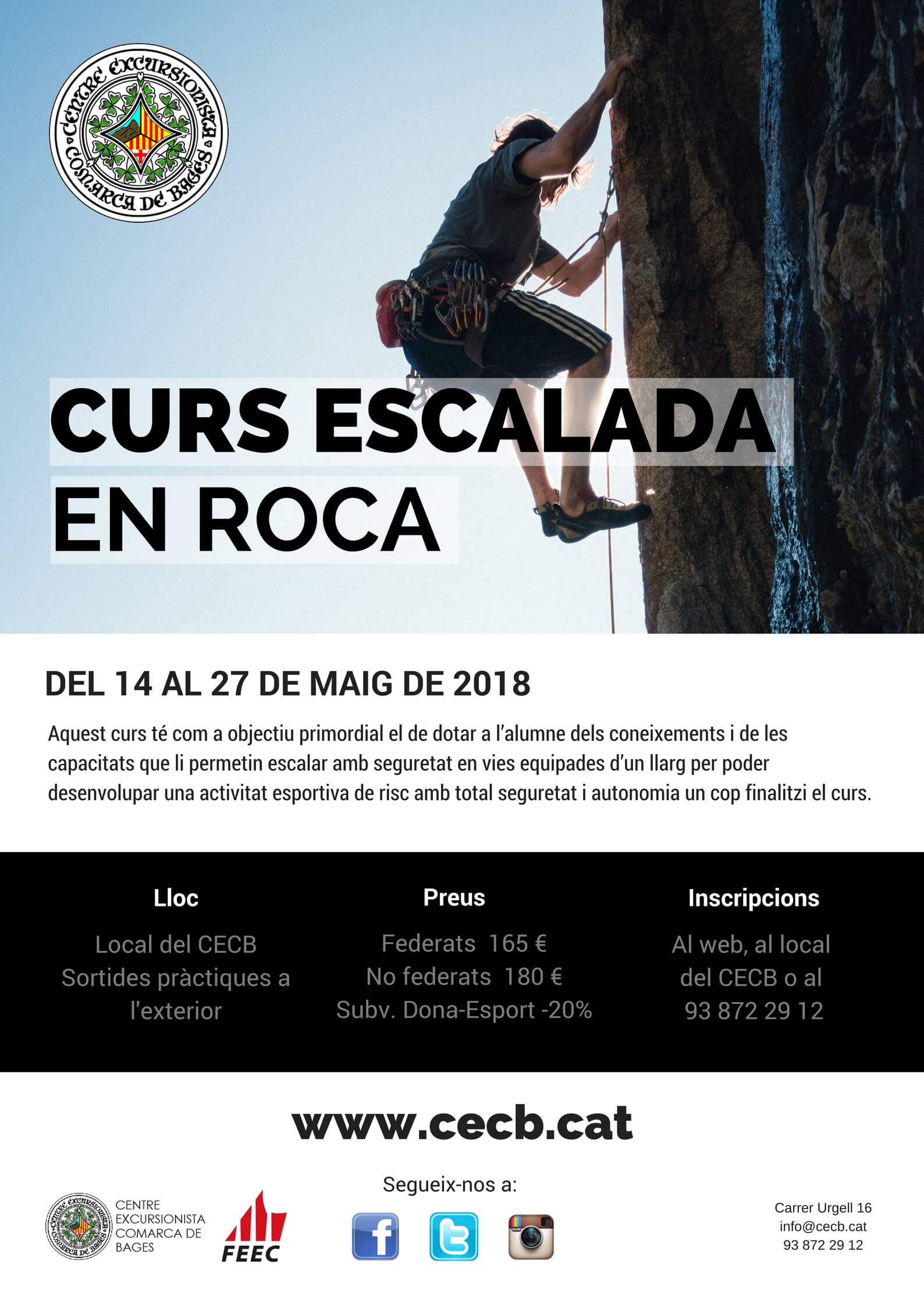 Curs escalada en roca canvi data